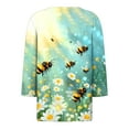 thumbnail image 5 of CYMMPU Summer Fashion Shirts 3/4 Sleeve V Neck Tunic Tops Boho Blouses for Women Dressy Casual Bee Graphic Spring Tops Loose Fit Business Elegant Work Topss Multicolor S, 5 of 5