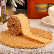 2026 CISIL & 4.5M Christmas Wired Ribbon Santa Claus Satin Ribbon, DIY Christmas Tree Bows Wreaths Ribbon, Package Ribbon Christmas Craft Ribbon Wrapping Ribbon Holiday Ribbon Party Ribbons (Gold)