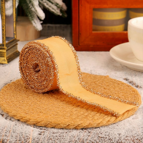 2026 CISIL & 4.5M Christmas Wired Ribbon Santa Claus Satin Ribbon, DIY Christmas Tree Bows Wreaths Ribbon, Package Ribbon Christmas Craft Ribbon Wrapping Ribbon Holiday Ribbon Party Ribbons (Gold)