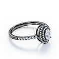 thumbnail image 3 of JeenMata Dual Halo - 1.75 Carat Oval Cut Moissanite - Pave - Four Prong Set Engagement Ring - 18K Black Gold Plating Over Silver, 3 of 6