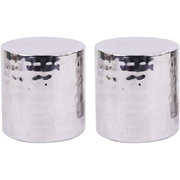 Hosley Set of 2, Silver Metal Pillar LED Candle Holders 4 inch High