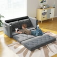 thumbnail image 2 of HNEBC Loveseat Sleeper Sofa, 63" W 81" L Full Size Futon Sofa Bed, 6.3" Thick Upholstery Pull Out Couch, Folding Couch Bed for Small Space, Convertible Floor Couch for Bedroom, Light Grey, 2 of 8