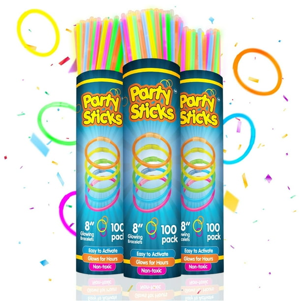 Glow Sticks Bulk 300 Count 8 PartySticks Brand Premium Glow In The