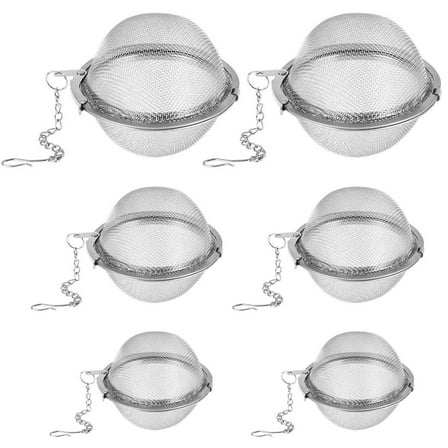 Square Stainless Steel Mesh Tea Ball, Extra Fine Mesh Tea Infuser for Loose Leaf Tea, 2in, 2.8in, 3.6Inch Tea Strainers Tea Infuser Strainer Filters for Tea 6piece set