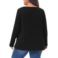 thumbnail image 3 of Agnes Orinda Womens Plus Size Tunic Tops Asymmetrical Neck Long Sleeve Soft Ribbed Casual Blouses 2X Black, 3 of 6