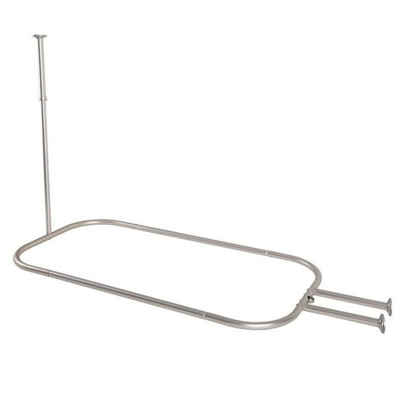 Utopia Alley Rustproof Wall Mounted Aluminum Hoop Shower Rod With Ceiling Support for Clawfoot Tub, 54 Inch Extra Large Size by 26 Inch, Satin Nickel