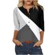 thumbnail image 1 of Tops de Algodón para las Mujeres Impreso Botón 3/4 Manga Suelta Tee, Suave Casual 3/4 Manga Superior, 1 of 4