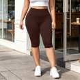 thumbnail image 2 of HomeDM Plus Size Capri Leggings for Women High Waist Workout Yoga Pants Brown Lounge Tummy Control Running Size 4XL, 2 of 6
