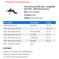 thumbnail image 2 of Front Left Lower Ball Joint - Compatible with 1995 - 2004 Toyota Tacoma 1996 1997 1998 1999 2000 2001 2002 2003, 2 of 2
