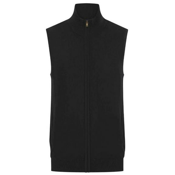 Henbury Mens Plain Full Zip Sleeveless Vest