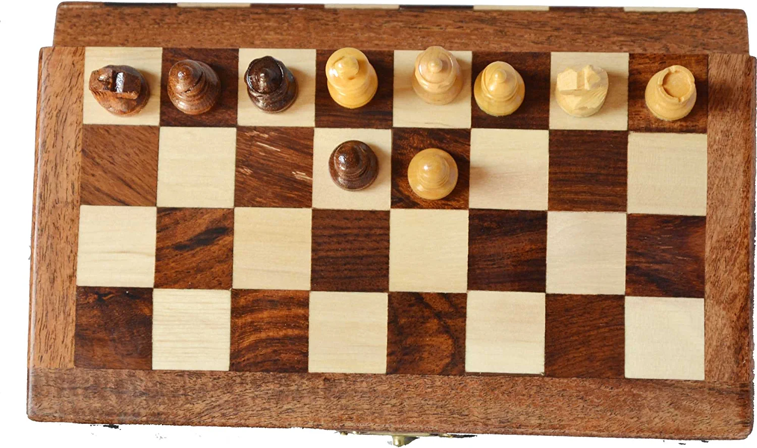 ChessBazar 10x10” Chess Set Chess Set with Bag - Folding Standard Magnetic Travel Chess Board Game Handmade in Fine Acacia wood with Storage for Chessmen