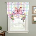 thumbnail image 2 of Happy Easter Balloon Curtains for Living Room/French Door, Rabbits Bows Tulips Eggs Colorful Stripes Tie Up Curtains 63 Inch Length Energy Saving Kitchen Curtains Shades for Windows 42"x63", 2 of 8