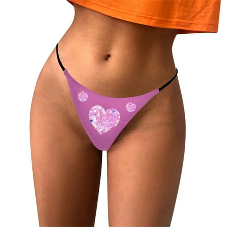 OJSFQUFP Cotton Panties Hot Pink Womens Vacation Casual Sexy Rose Printed Shorts Panties Cute Low Rise Bikini Panties Soft Underwears S