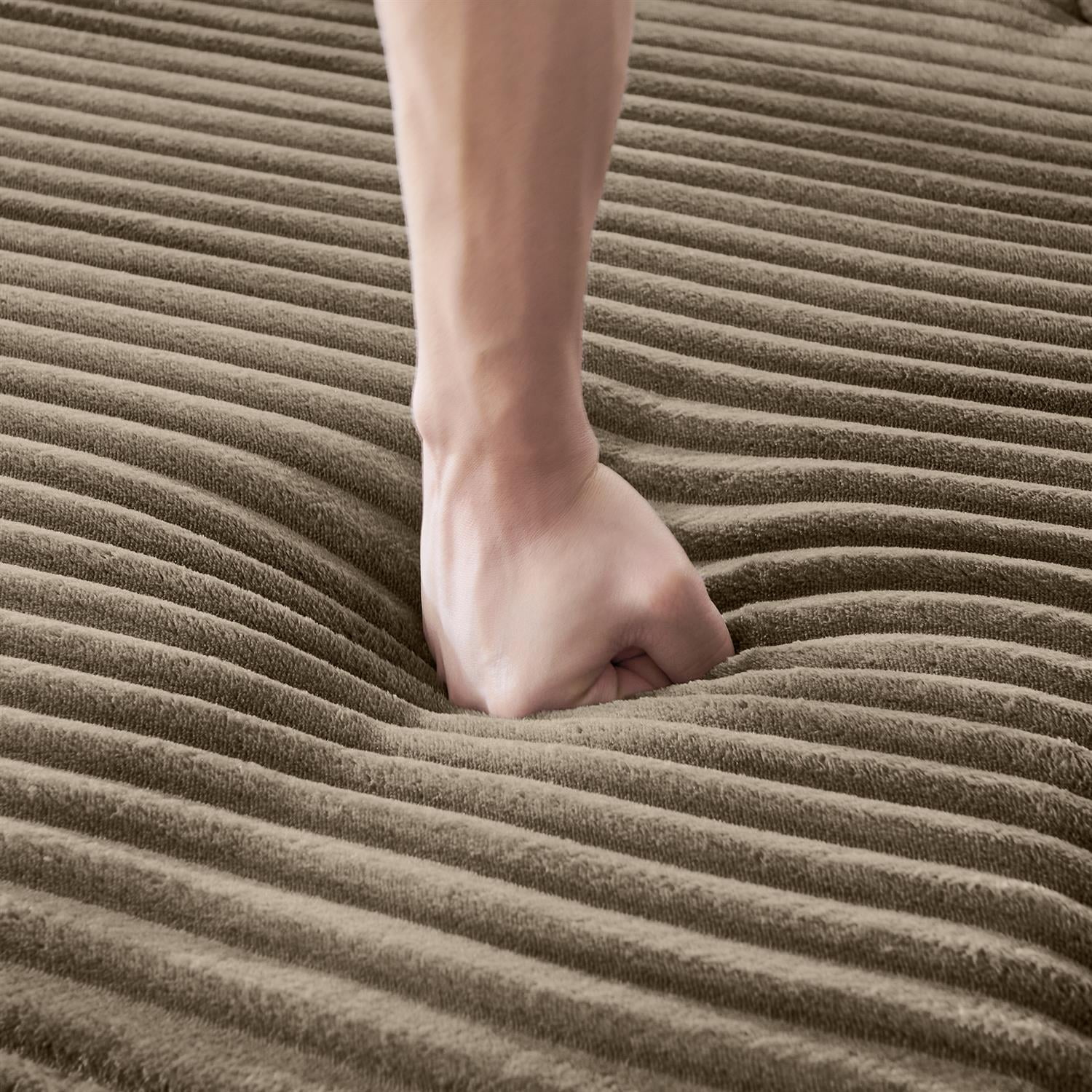 Demi Bonn 64" Velvet Fabric Single Lazy Sofa, Modern Fluffy Couch Lounge Chair for Indoor Living Room, Bedroom, No Assembly Needed, Brown