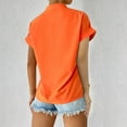 thumbnail image 5 of iHengLiXing Spring Plus Size Tops for Womens Dressy Casual Women Solid Color Tops Button V Neck T- Blouse Orange L, 5 of 9