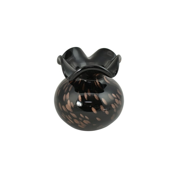 5" Black and Gold Speckled Hand Blown Vase