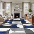 thumbnail image 2 of Abstract Geomrtry Large Area Rugs for Bedroom Living Room, Soft Non Slip Carpet Bedside Rug, Modern Navy Blue Middle Century Rectangular Floor Cover Kitchen Accent Rug 6'x9' for Dining Room/Office, 2 of 9