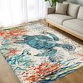 thumbnail image 4 of 6x9 Area Rugs, Sea Turtle Coastal Non-Skid Rubber Backing Large Rectangle Rugs - Living Room Bedroom Home Office, Vintage Beach Coral Starfish Nautical Indoor Floor Mat Carpets Washable Rug, 4 of 9