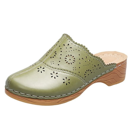 

Youmylove Women Summer Slip-On Sandals Square Round Toe Breathable Slippers Shoes Trendy Leisure Simple Shoes Female Footwear