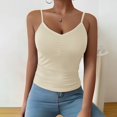 thumbnail image 4 of Soyumi Tank Tops for Women Backless Basic Double Lined Summer Spaghetti Strap Sleeveless Cami Workout Shirts, Beige, 4 of 6