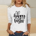 thumbnail image 2 of Happy Easter 3/4 Sleeve Round Neck Shirt Women Casual Cute Print Tee Basic Pullover Tops T-Shirt (XL, A White), 2 of 3