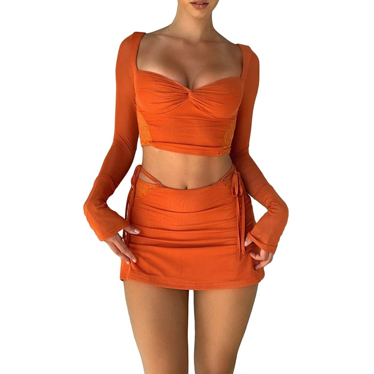 Y2k Aesthetic Outfits Streetwear Women Two Pieces Sets Cropped