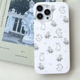 thumbnail image 3 of Cream White Floral Bunny Phone Case for iPhone 14 Plus/15 Plus, Cute Korea 3D Rabbit Tulip Flower Cartoon Case for Women Girls, 3 of 12
