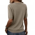 thumbnail image 4 of Short Sleeve Shirts for Women Knitted Crewneck Business Casual Basic Shirts Plain Elagant Loose Fit Knitted Sweater Khaki 2XL, 4 of 7