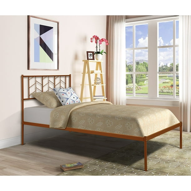 Twin Size Platform Bed Frame Segmart, Full Size Metal Platform Bed Frame With Wooden Headboard Vintage Style