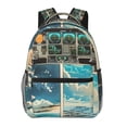 thumbnail image 1 of Lsque Dessin Animé Cockpit d'Avion Illustration Motif Sac à Dos Décontracté pour École, Travail, Voyage – Sangles Réglables, Multiples Compartiments – Design Ergonomique, Compatible avec Ordinateurs Portables et Tablettes-Taille Unique, 1 of 5