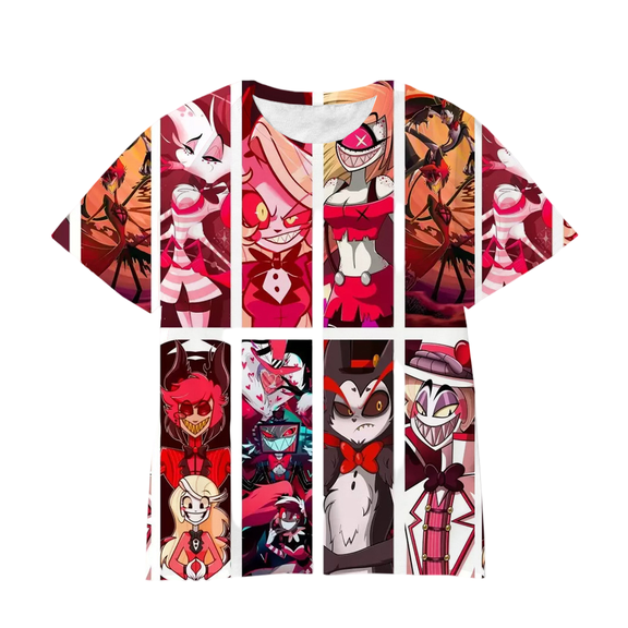 XUANXIAOJIANG Hazbin Hotel Character Collection Merch T-shirt Unisex Cotton Short Sleeved Shirt- Comfortable Casual Wear for Everyday Fashion