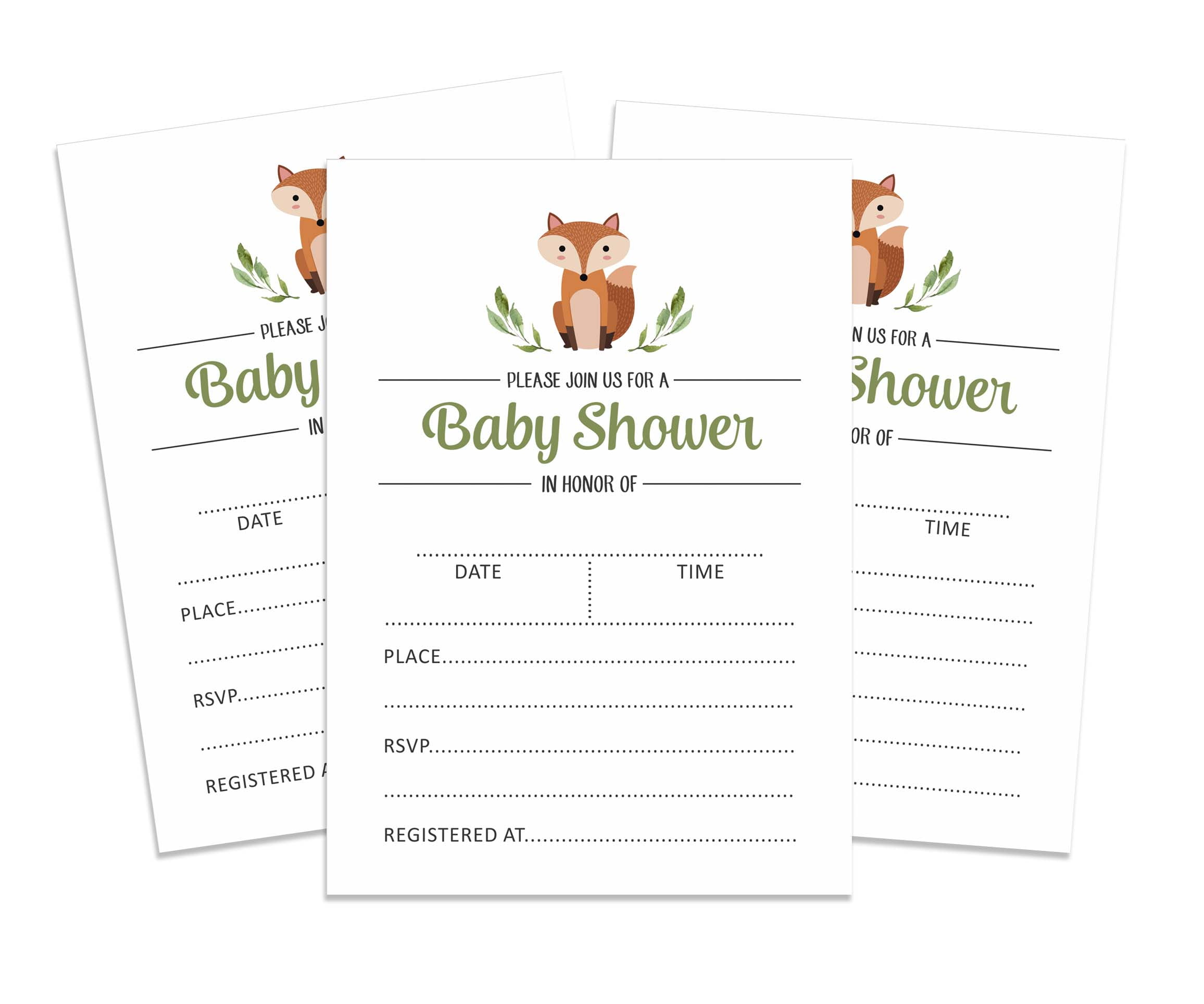 Inkdotpot 30 Fill In StyleBaby Shower Invitation Cards Jungle Animals Gender Neutral Blank Invites