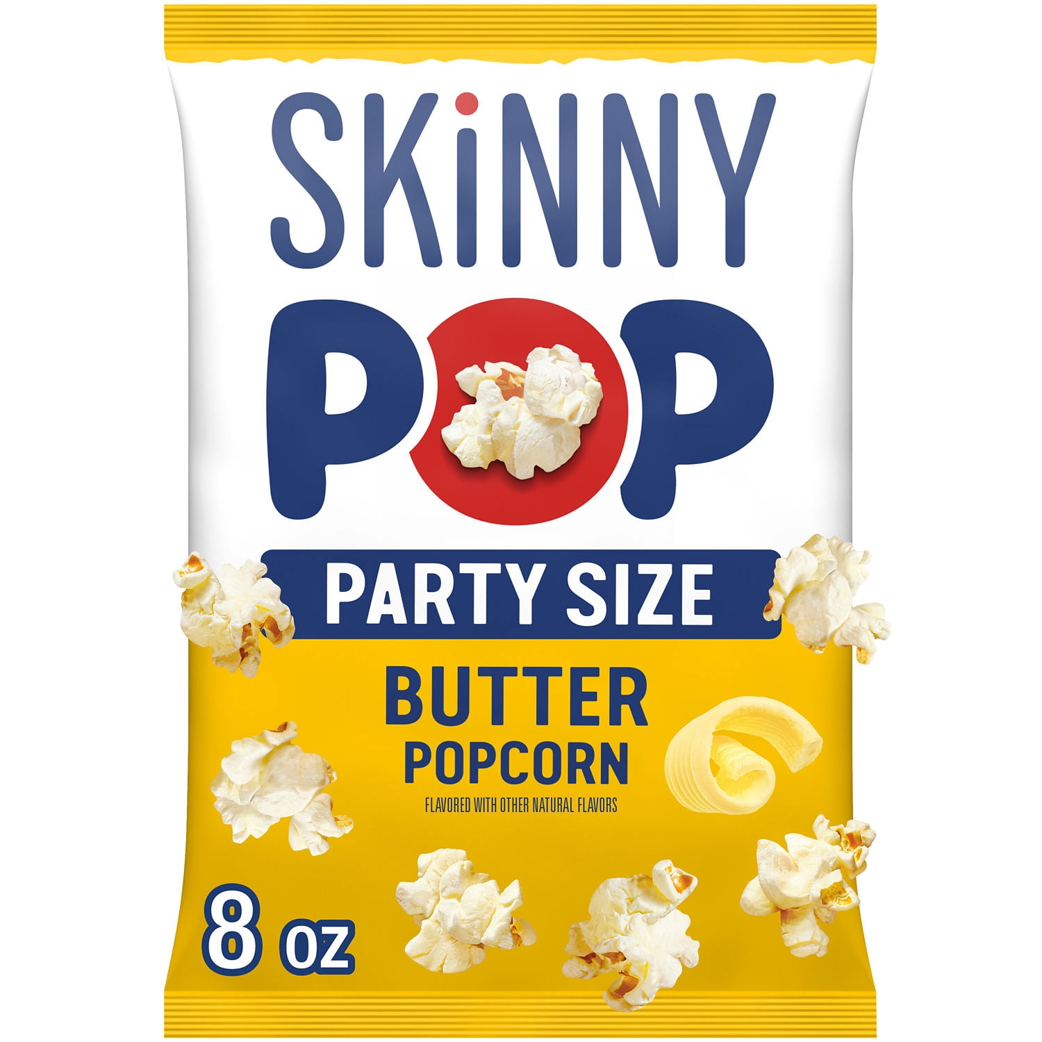 (6 pack) SKINNYPOP Butter Flavored, Gluten Free Popcorn Party Size Bag, 8 oz