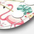 thumbnail image 3 of Designart 'Tropical Botanicals, Flowers And Flamingo Ii Mid-Century Modern Wall Clock, 3 of 4