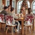 thumbnail image 5 of Christmas Snowman Chair Covers Set of 4 Red Snowman Berries Bird Pine Tree Red Plaid Chair Back Covers Stretch Removable Washable Slipcovers Protector for Dining Room Kitchen Party Decor, 5 of 5