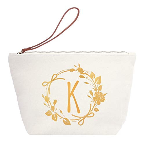 K Initial Makeup Bag Cosmetic Pouch - Monogram Makeup Bag K Initial Makeup Bag Cosmetic Pouch - Monogram Makeup Bag