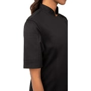 Chef Works Womens Springfield Chef Coat, Black Chef Jacket with Cool Vent Side Panels, Medium