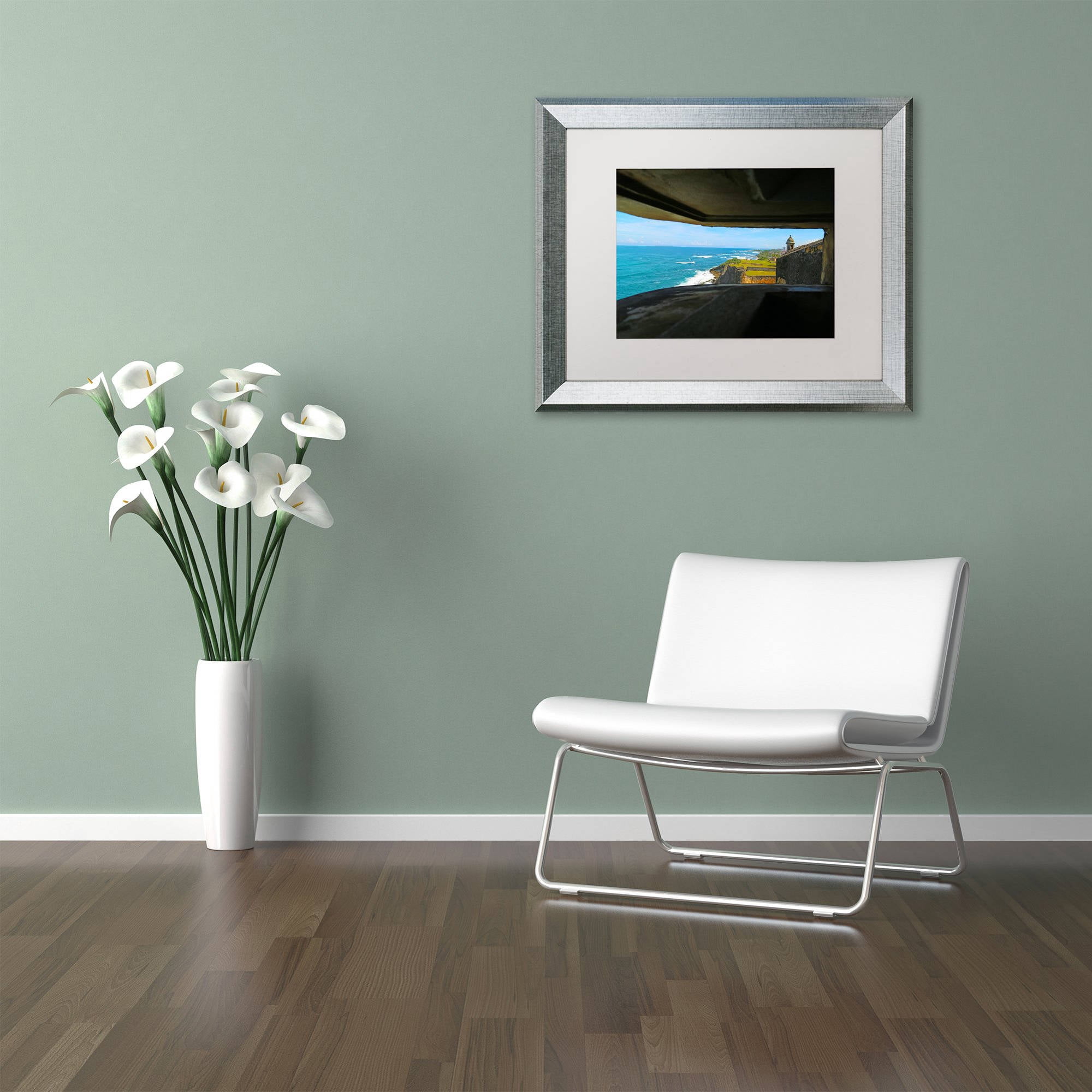 Trademark Fine Art "Castillo de San Felipe del Morro 9" Canvas Art by CATeyes, White Matte, Silver Frame