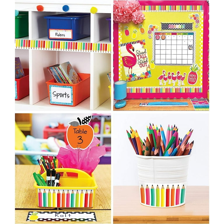 Black, White & Stylish Brights Pencils Straight Bulletin Board Borders [Book]