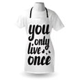 thumbnail image 4 of YOLO Apron, You Only Live Once Message with Black Hearts Captivating Modern Words About Life, Unisex Kitchen Bib with Adjustable Neck for Cooking Gardening, Adult Size, Black and White, by Ambesonne, 4 of 4