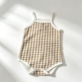 thumbnail image 7 of biudgviw Baby Girl Clothes Breathable Plaid Camisole Bodysuit Newborn Infant Outfit Button Front Sleeveless Casual Onesies(Coffee,0-3 Months), 7 of 7