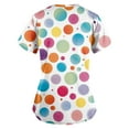 thumbnail image 3 of ADSSDQ Fun Scrub Tops Women Color Dots Printed Srcubs Tops Stretch Plus Size Short Sleeve V-Neck Working Nurse Uniform with Pockets Light Blue XL, 3 of 3