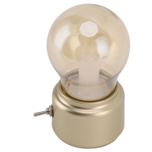 Lámpara De Mesa Con Bombilla LED Vintage, Interruptor De Palanca De Luz Cálida De Vidrio ABS De Bajo Consumo, Luz De Mesita De Noche, 3,7 V, 450mAh Para El Hogar