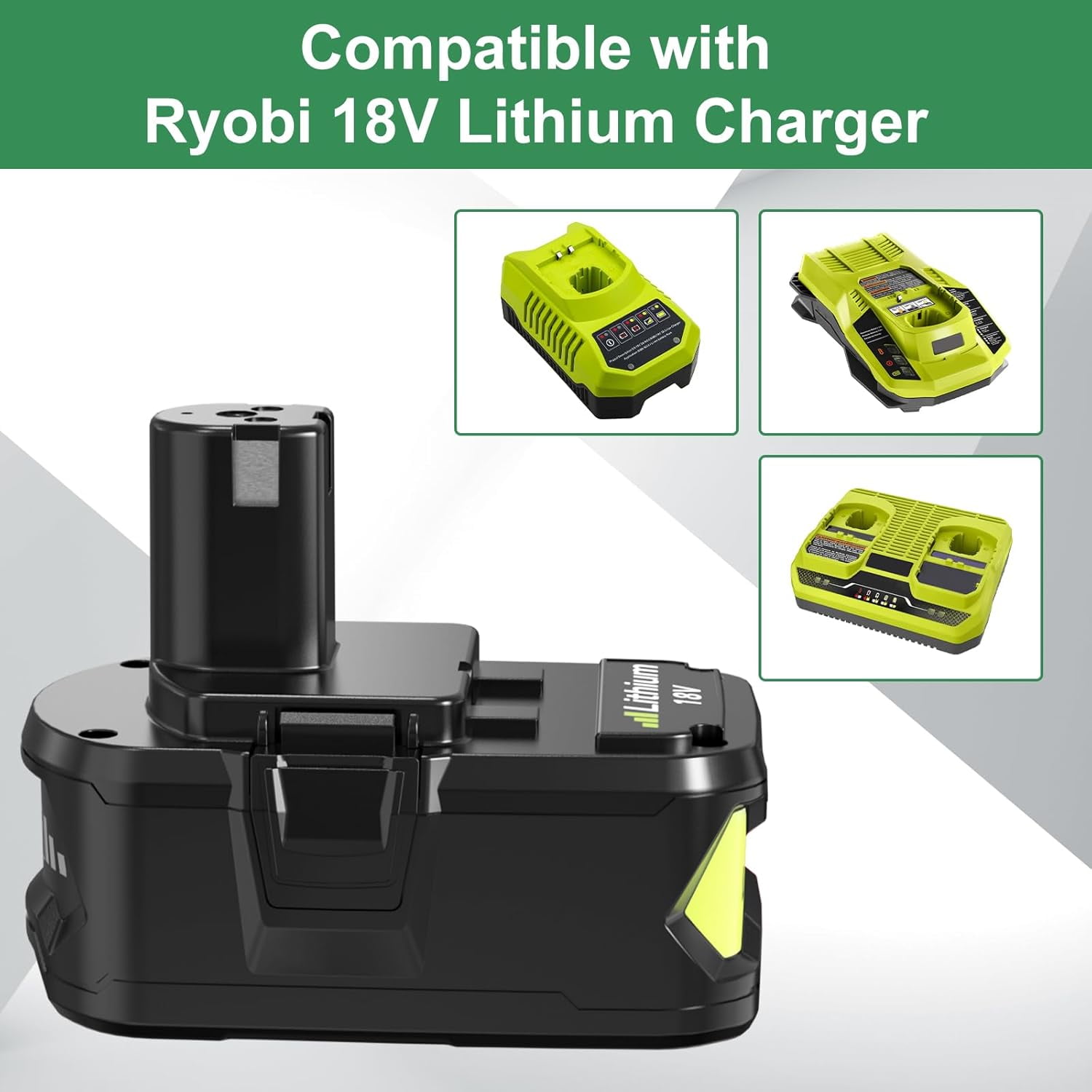 4Pack 8.0Ah High Capacity 18V Replacement for Ryobi 18V Battery Lithium Ion Battery Compatible with Ryobi Battery 18 Volt P102 P103 P104 P105 P107 P108 Cordless Tools