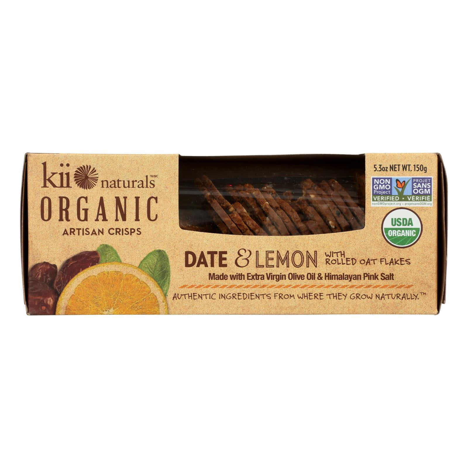 Kii Naturals Date And Lemon Organic Artisan Crisps Made With Rolled Oats Flax Seeds And Sesame Seeds Case Of 6 5 3 Oz Walmart Com Walmart Com
