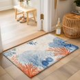 thumbnail image 2 of 2x3 Ft Entryway Area Rug, Orange Navy Blue Coral Kitchen Rug Runner Washable Floor Mat, Summer Beach Coastal Rustic Non Slip Indoor Door Mat Throw Carpet for Bathroom Living Room Bedroom, 2 of 8
