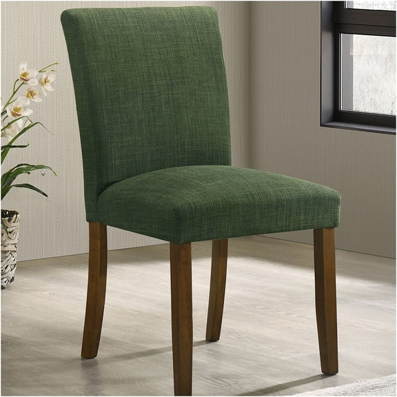 JERFIT Modern Green Upholstered Dining Chairs Set of 2, Armless Side Chairs with Curved Back for Kitchen, Dining Room