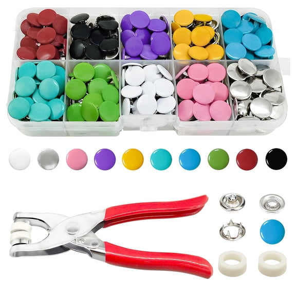 GIRACOA 802 PCS Snap Fasteners Kit – 800 PCS 10-Color Metal Sewing Snaps with Fastener Tool & Storage Box, Ideal for Sewing, Clothing & Crafting