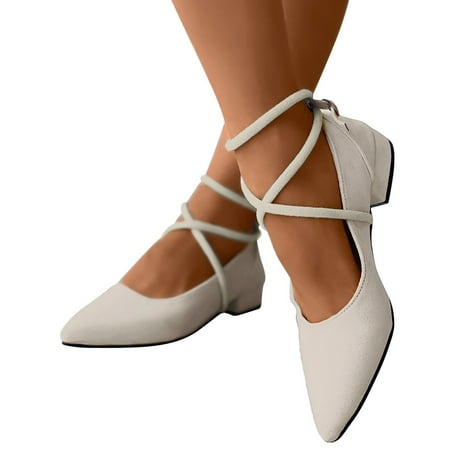 Oyedens Women s Dress Shoes Ballet Flats Autumn Spring Fashion Casual Pointed Toe Strappy Dressy Shoes