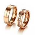 thumbnail image 4 of 6MM Rose Gold Couple Rings Gift/Boy AAA CZ Stainless Steel Wedding Band Sz 6-12, 4 of 9